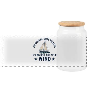 Segelboot Brauche mehr Wind Segeln - Panorama Keksdose mit Holzdeckel - Weiß - Vorne