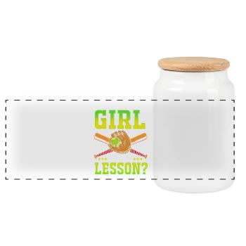 Softball Mom - Panoramic Cookie Jar with Wooden Lid - white - Front