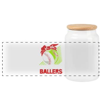 Softball Mom - Panoramic Cookie Jar with Wooden Lid - white - Front