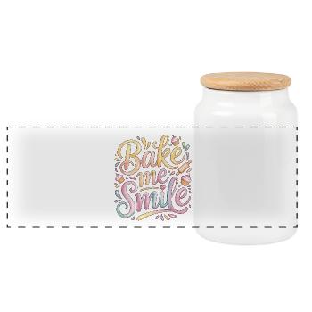 Pastry Chef Bake Me Smile Pastry Artist Baker - Panoramic Cookie Jar with Wooden Lid - white - Front