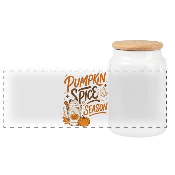 Pumpkin Spice Season - Fall Season - Panoramic Cookie Jar with Wooden Lid - white - Front