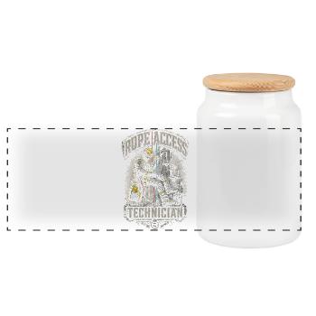 Industrial climbers at heights - Panoramic Cookie Jar with Wooden Lid - white - Front