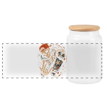 Skater Skeleton Rocker Skateboard Vintage Halloween - Panoramic Cookie Jar with Wooden Lid - white - Front