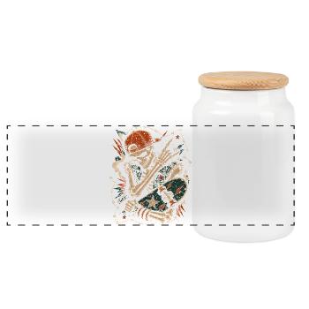 Skater Skeleton Rocker Skateboard Vintage Halloween - Panoramic Cookie Jar with Wooden Lid - white - Front