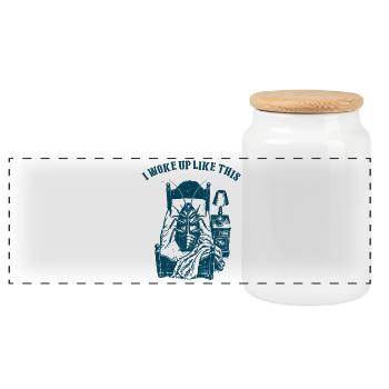 I woke up like this - Kafka - Panoramic Cookie Jar with Wooden Lid - white - Front