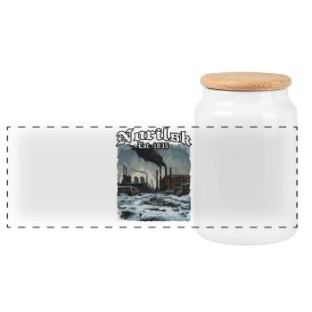 Norilsk 1935 Industrial City - Panoramic Cookie Jar with Wooden Lid - white - Front