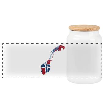 Norway Map Flag Scandinavia Travel - Panoramic Cookie Jar with Wooden Lid - white - Front