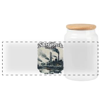 Norilsk Industrie Est 1935 - Panoramic Cookie Jar with Wooden Lid - white - Front