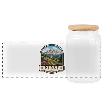 Plose Dolomites Italy Vintage Tour - Panoramic Cookie Jar with Wooden Lid - white - Front