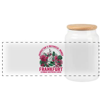 City Frankfurt German Shepherd Botanical Wonder - Panoramic Cookie Jar with Wooden Lid - white - Front