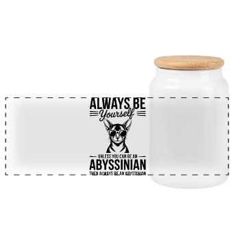 Abyssinian Cat Sayings Abyssinian Cat Gift - Panoramic Cookie Jar with Wooden Lid - white - Front