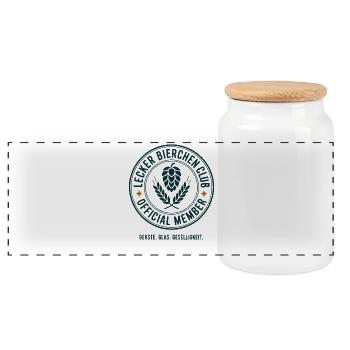 Lecker Bierchen Club Bier Spruch JGA Malle Bier - Panorama Keksdose mit Holzdeckel - Weiß - Vorne