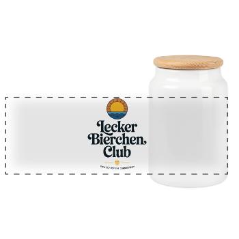 Lecker Bierchen Club Bier Spruch JGA Malle Bier - Panorama Keksdose mit Holzdeckel - Weiß - Vorne