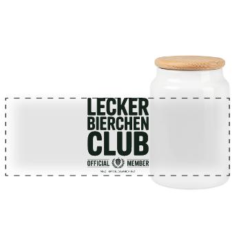 Lecker Bierchen Club Bier Spruch JGA Malle Bier - Panorama Keksdose mit Holzdeckel - Weiß - Vorne