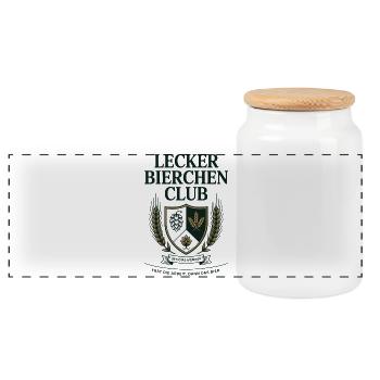 Lecker Bierchen Club Bier Spruch JGA Malle Bier - Panorama Keksdose mit Holzdeckel - Weiß - Vorne