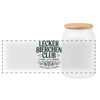 Lecker Bierchen Club Bier Spruch JGA Malle Bier - Panorama Keksdose mit Holzdeckel - Weiß - Vorne
