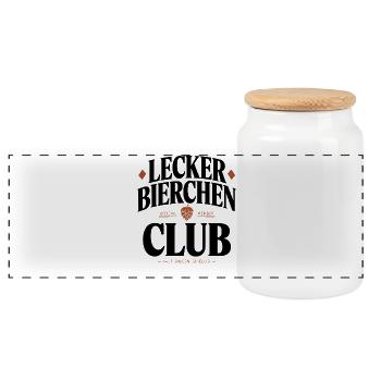 Lecker Bierchen Club Bier Spruch JGA Malle Bier - Panoramic Cookie Jar with Wooden Lid - white - Front