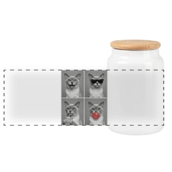 Cats European Burmese Cat - Panoramic Cookie Jar with Wooden Lid - white - Front
