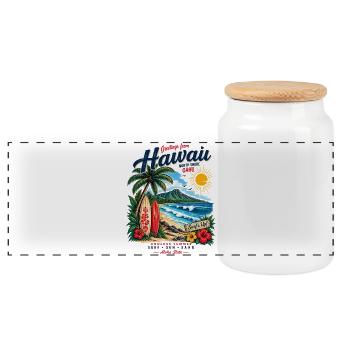 Hawaii Surf & Sunshine Vintage Tee - Panorama Keksdose mit Holzdeckel - Weiß - Vorne