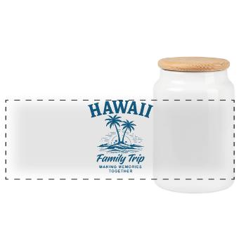 Hawaii Family Trip Making Memories - Panoramic Cookie Jar with Wooden Lid - white - Front