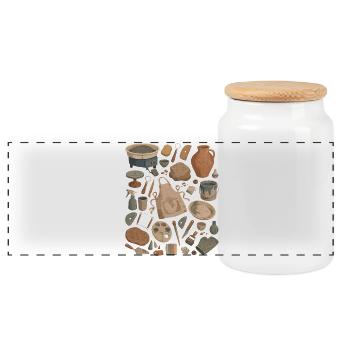 Pottery Love | Ceramics & Pottery - Panoramic Cookie Jar with Wooden Lid - white - Front