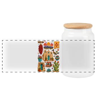 Santa Fe, Nouveau-Mexique | Désert & Sud-Ouest - Boîte à biscuits avec couvercle en bois - blanc - Devant