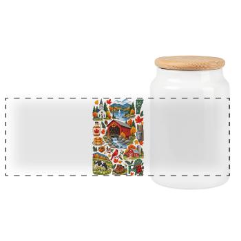 Vermont Love | Fall & Maple Country - Panoramic Cookie Jar with Wooden Lid - white - Front