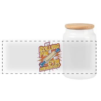 Pastry Chef My Rolling Pin Is My Gym Bakery Chef - Panorama Keksdose mit Holzdeckel - Weiß - Vorne