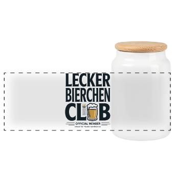 Lecker Bierchen Club Bier Spruch JGA Malle Bier - Panorama Keksdose mit Holzdeckel - Weiß - Vorne