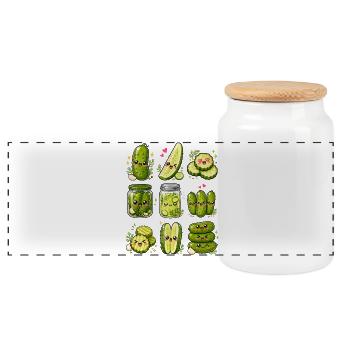 Kawaii Gurken | Pickles & Einmachen - Panorama Keksdose mit Holzdeckel - Weiß - Vorne