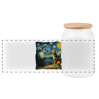 Australischer Wildhund Starry Night - Panorama Keksdose mit Holzdeckel - Weiß - Vorne