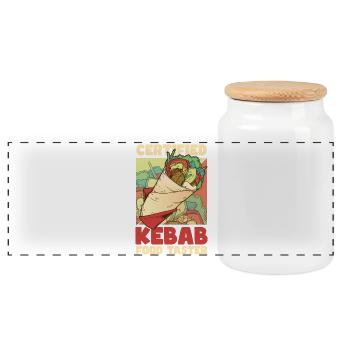 Döner Kebab Geschenk lustig Essen Foodie Spruch - Panorama Keksdose mit Holzdeckel - Weiß - Vorne