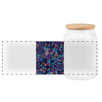 Anti AI Distortion Pattern - Panorama Keksdose mit Holzdeckel - Weiß - Vorne