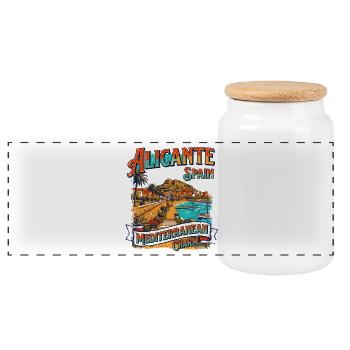 Alicante Spain Mediterranean Charm Vintage Travel - Panorama Keksdose mit Holzdeckel - Weiß - Vorne