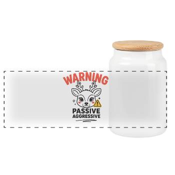Warning Passive Aggressive Rentier Humor - Panorama Keksdose mit Holzdeckel - Weiß - Vorne