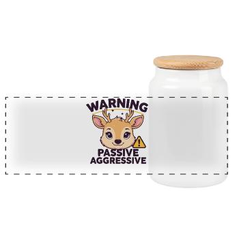 Warning Passive Aggressive Rentier Humor - Panorama Keksdose mit Holzdeckel - Weiß - Vorne