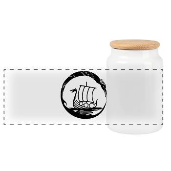 Celtic Irland Wikinger Keltisch Knoten Schiff - Panorama Keksdose mit Holzdeckel - Weiß - Vorne