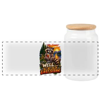  that was the last straw! Raccoon humor - Panorama Keksdose mit Holzdeckel - Weiß - Vorne