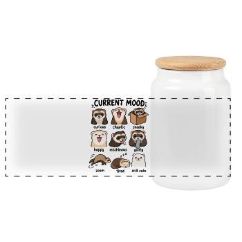  Aktuelle Stimmung Frettchen-emotionsdiagramm - Panorama Keksdose mit Holzdeckel - Weiß - Vorne