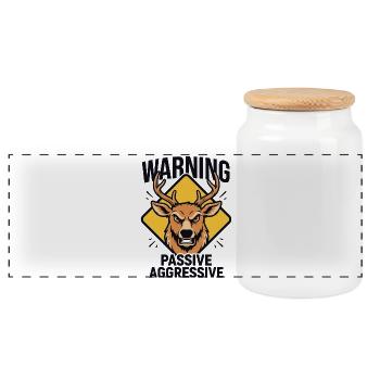 Warning Passive Aggressive Hirsch Humor - Panorama Keksdose mit Holzdeckel - Weiß - Vorne