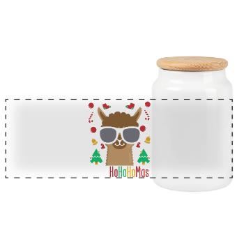 Weihnachtsmann Trinkt Alkohol - Panorama Keksdose mit Holzdeckel - Weiß - Vorne