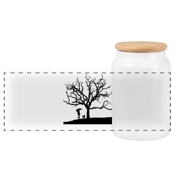 Hunde Gassi T Winter Baum Hundehalter Geschenk - Panorama Keksdose mit Holzdeckel - Weiß - Vorne