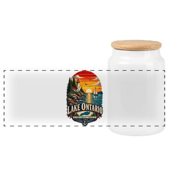 Lake Ontario Funny Vintage - Panorama Keksdose mit Holzdeckel - Weiß - Vorne