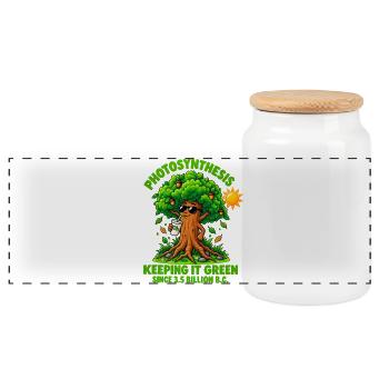 Retro-Eichen-Photosynthese - Panorama Keksdose mit Holzdeckel - Weiß - Vorne