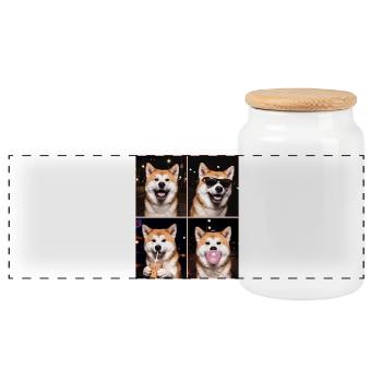 Hunde Akita Hund - Panorama Keksdose mit Holzdeckel - Weiß - Vorne