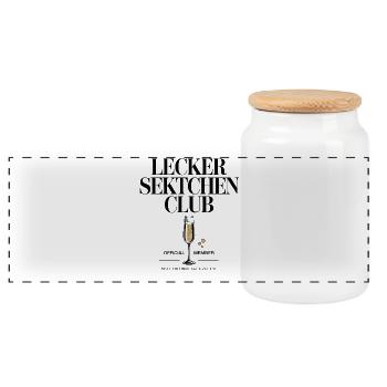 Sekt Lecker Sektchen Club Prosecco JGA Mädelsabend - Panorama Keksdose mit Holzdeckel - Weiß - Vorne