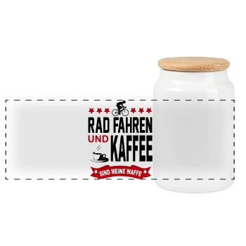 Rad fahren Radfahrer Sport Verein Radrennen - Panorama Keksdose mit Holzdeckel - Weiß - Vorne