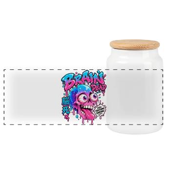 Brain Dead Neon Skull Drip - Panorama Keksdose mit Holzdeckel - Weiß - Vorne