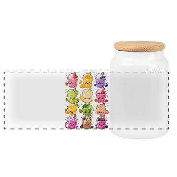 Kawaii Smoothies | Obst & Drinks - Panorama Keksdose mit Holzdeckel - Weiß - Vorne