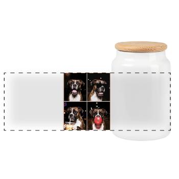 Hunde Boxer Hund - Panorama Keksdose mit Holzdeckel - Weiß - Vorne